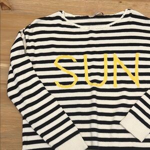 LOFT Black and White Sweater with Yellow SUN